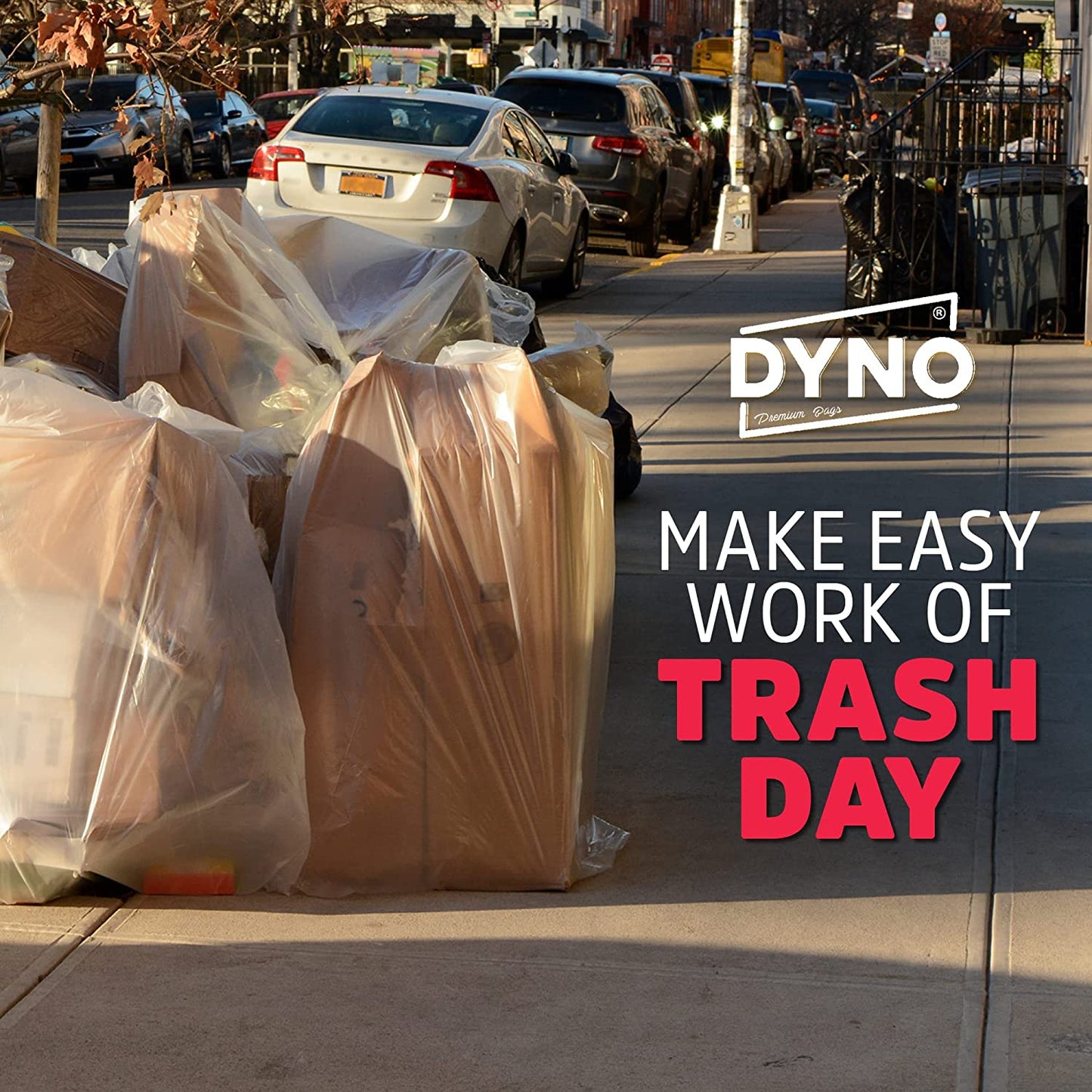 Dyno Products Online 65-Gallon, 1.5 Mil Thick Heavy-Duty Clear Trash Bags - 30 Count Extra Large Plastic Garbage Liners Fit Huge Cans for Home Garden Lawn Yard Recycling Construction & Commercial Use