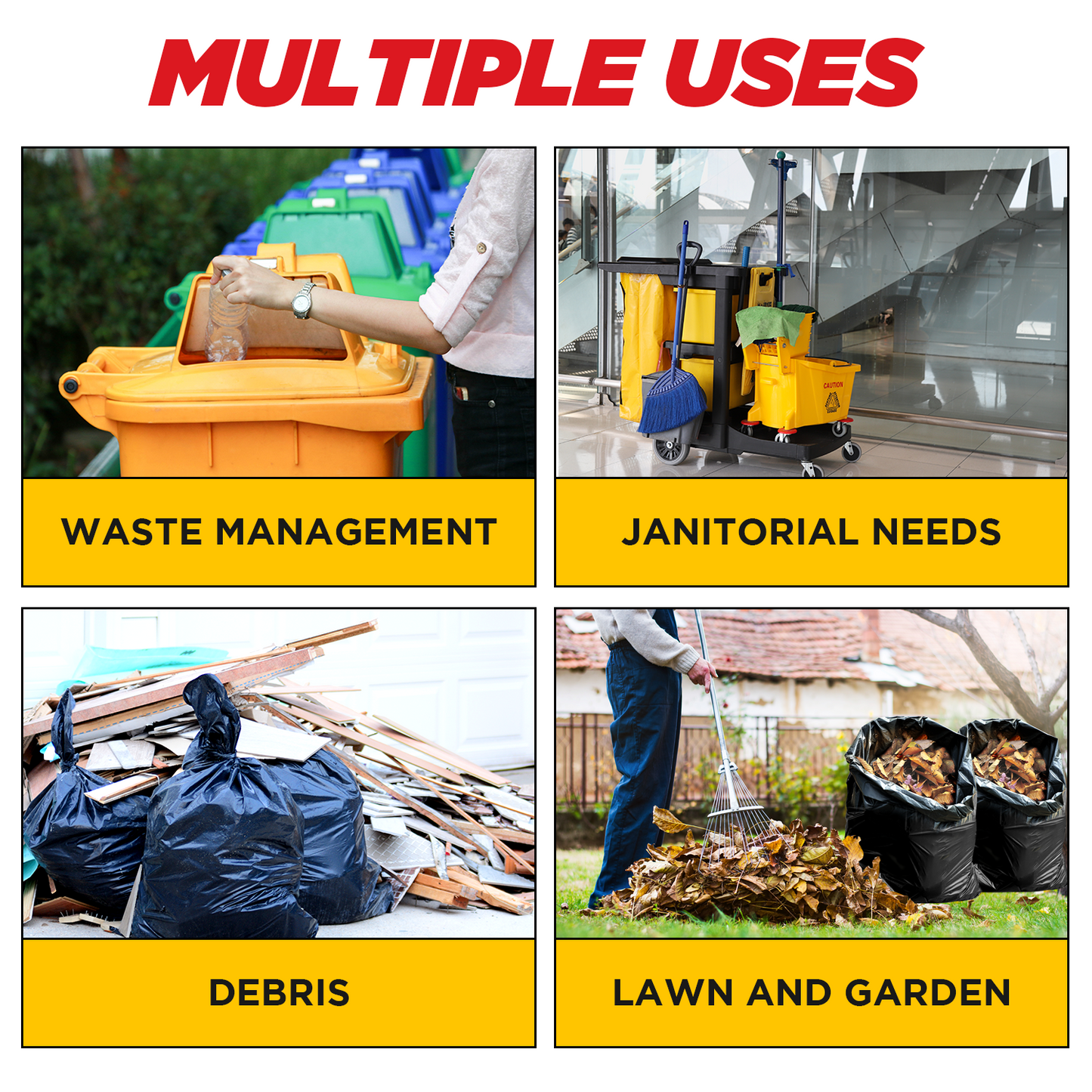 Dyno Products Online 40-45-Gallon, 1.5 Mil Thick Heavy-Duty Black Trash Bags - 50 Count Extra Large Plastic Garbage Liners Fit Huge Cans for Home Garden Lawn Yard Recycling Construction & Commercial Use