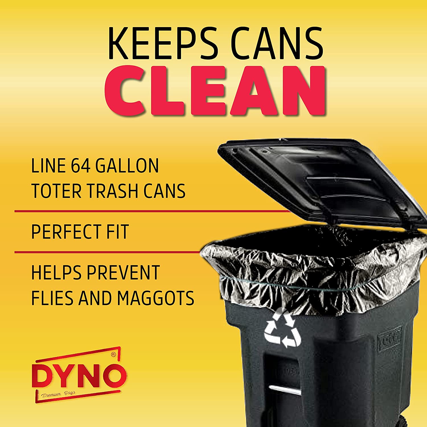 Dyno Products Online 65-Gallon, 1.5 Mil Thick Heavy-Duty Clear Trash B –  DynoProd