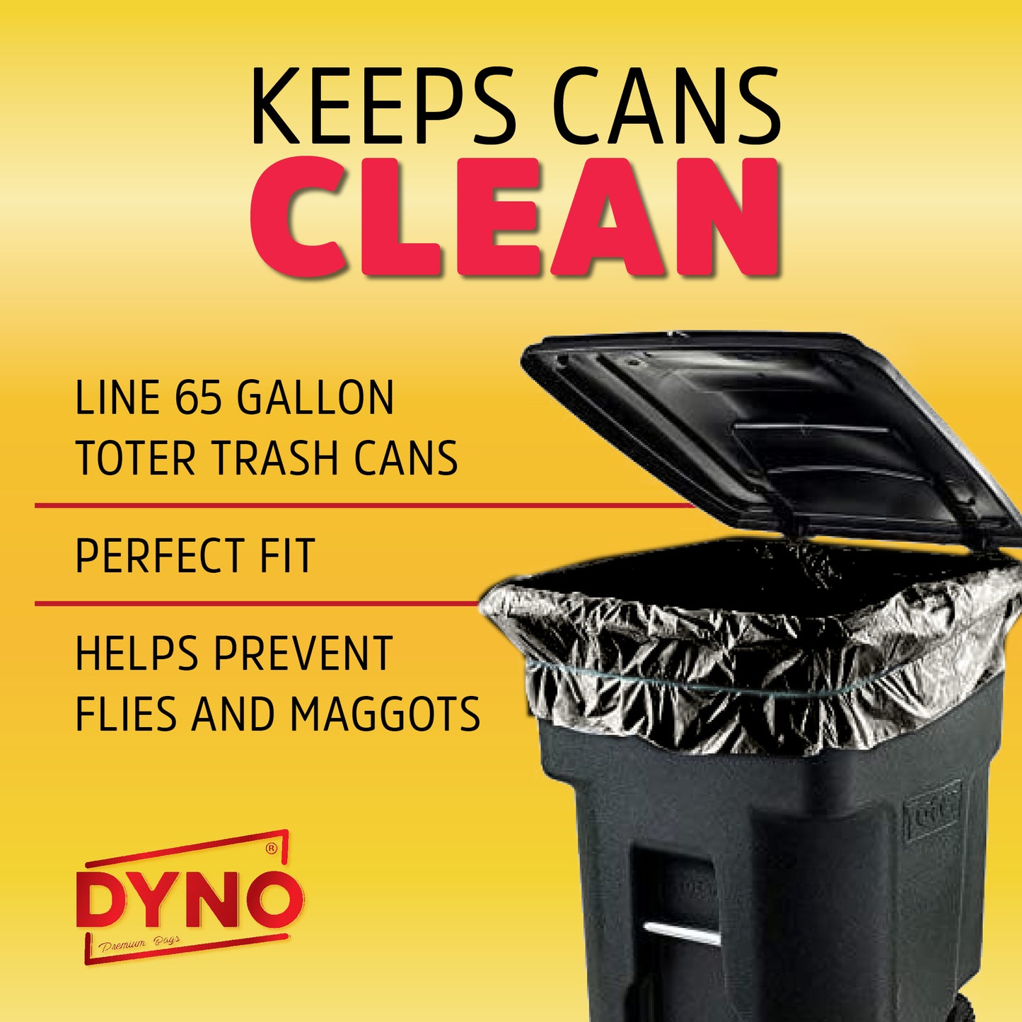 Dyno Products Online 65-Gallon, 1.5 Mil Thick Heavy-Duty Black Trash Bags - 25 Count Extra Large Plastic Garbage Liners Fit Huge Cans for Home Garden Lawn Yard Recycling Construction & Commercial Use
