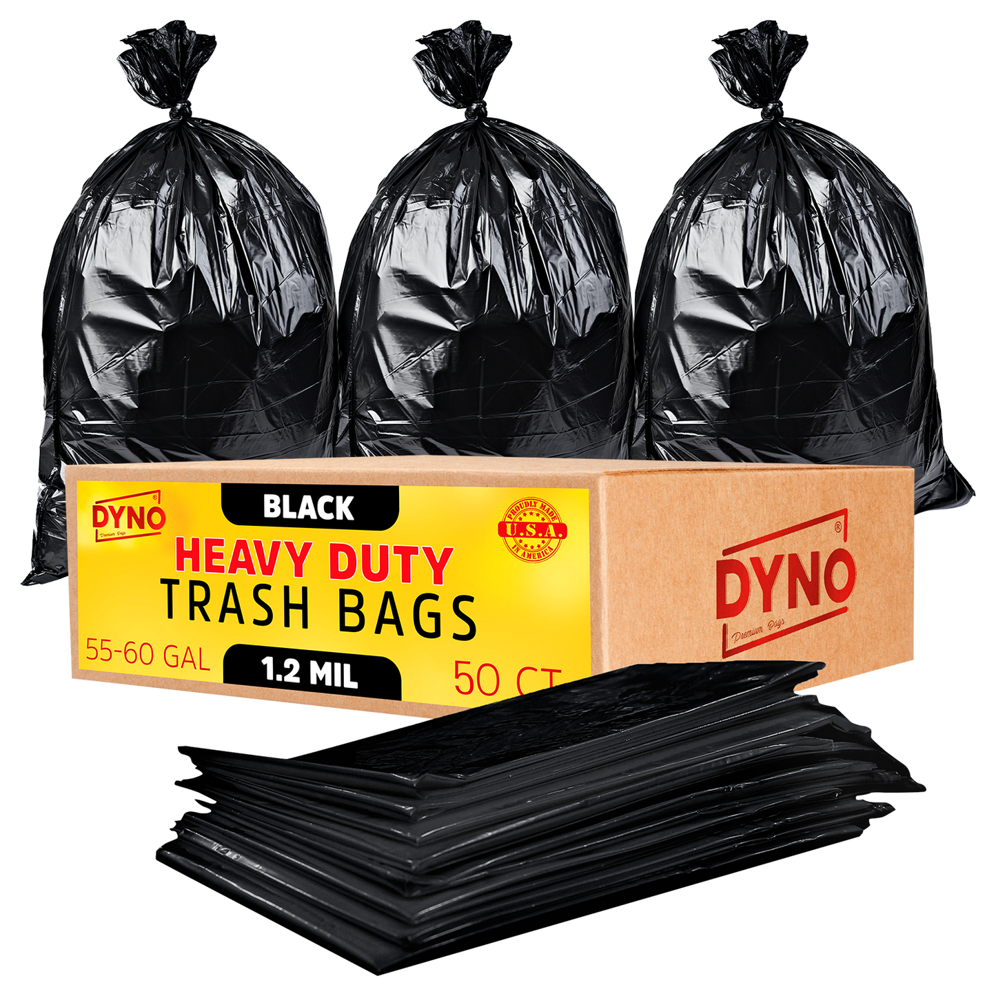 Berry Global, Trash Bags, Verde, 60 gal, XLG, 1.3 mil, Black